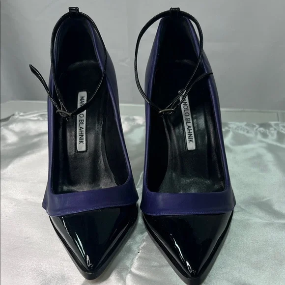 Manolo Blahnik Black and Blue Heels - Picture 2 of 10